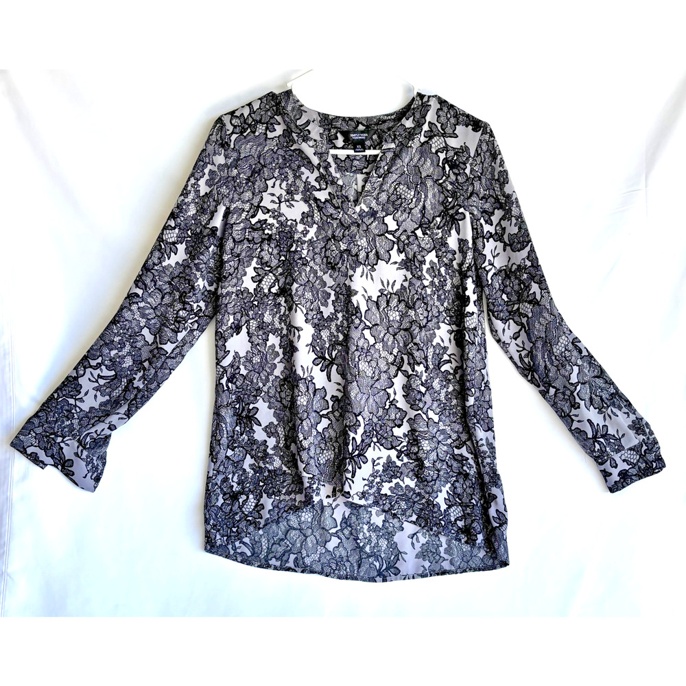 Simply Vera Vera Wang Black and Gray Women's long sleeve blouse